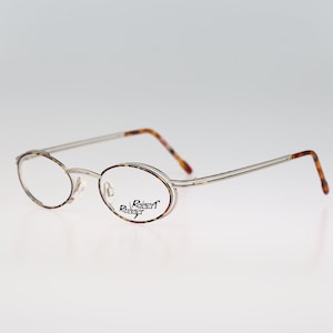 Robert Rudger  1840 150 F1, Vintage 90s unique silver and tortoise steampunk small oval eyeglasses frames mens & womens NOS