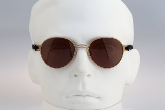 Gold round sunglasses men, Adidas A702 6050, Vint… - image 2