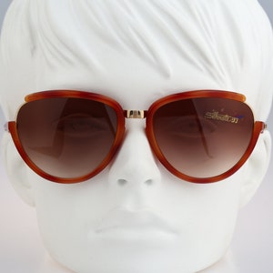 Silhouette M 8023, Vintage 80s gold & tortoise oversized cat eye sunglasses women, NOS