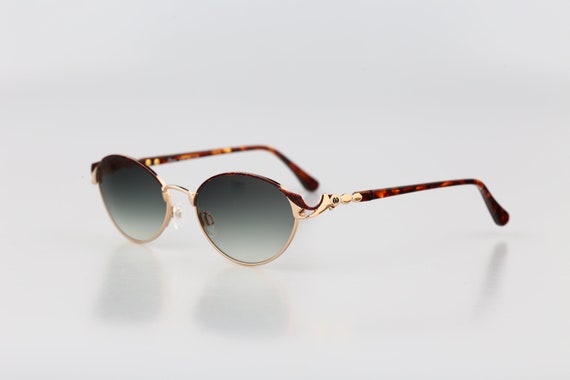 Diva Brown Oval Sunglasses Diva 9061 3, Vintage 90s Tinted Lenses Unique Gold Small  main image 4