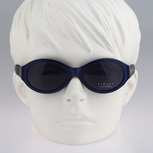 Sisley 414 660, Vintage 90s blue oval sunglasses women, NOS
