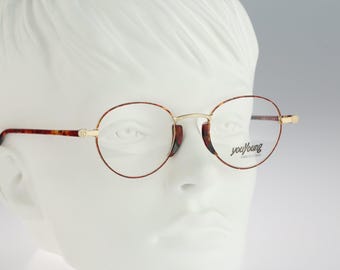 Enrico Coveri you young 6539 1T36, Vintage 90s gold and tortoise small panto round eyeglasses frames mens & womens NOS
