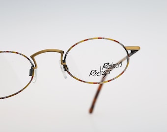 Robert Rudger 1100 138 65, Vintage 90er Jahre bunte Steampunk kleine ovale Brillengestelle Herren und Damen NOS