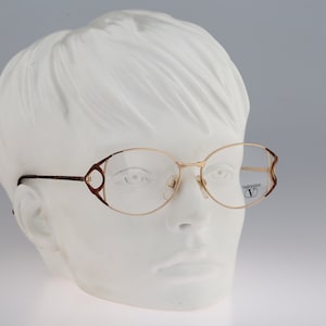 Valentino V365 1002, Vintage 80s unique gold and tortoise oversized oval eyeglasses frames womens NOS