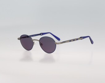 Robert Rudger 0027 148 F5, Vintage 90s silver and blue  small round sunglasses mens & women NOS