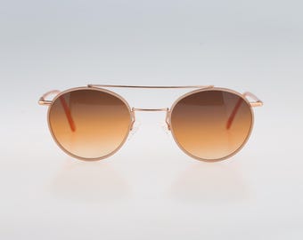 Andy Wolf Humphrey V K. Col. C 2000er Jahre getönte orange Gläser Gold und Creme runde Pilotenbrille Herren & Damen