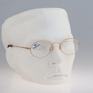Burberrys By Safilo B 8830 000, Vintage 90s gold small oval eyeglasses frames mens & womens / NOS
