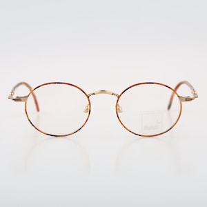 Mondi by Metzler 2332 993, Vintage 90s gold and tortoise small circle round eyeglasses frames mens & womens NOS