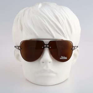 Jean Paul Gaultier SJP 035 K01, Vintage 2000s brown wrap drop aviator sunglasses women, NOS