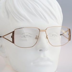 Silhouette M 6136 V 6054, Vintage 80s gold oversized rectangle glasses frames womens / NOS