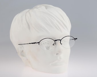 Jean Lafont Paris Victoria 49, vintage jaren 90 marineblauwe halve rand kleine ovale brilmonturen dames NOS