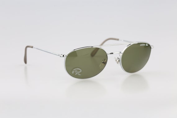 Lacoste D001, Vintage 90s tinted green lenses sil… - image 5