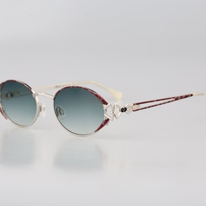 Diva 5043 15, Vintage 90s silver & purple unique victorian oval sunglasses women, NOS