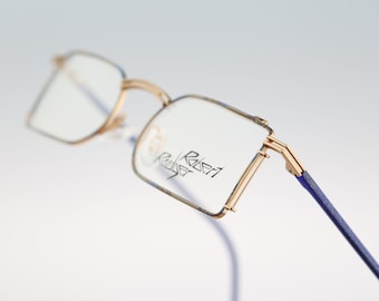 Robert Rudger 1580 112 C1, Vintage 90s colorful unique steampunk small rectangle glasses frames mens & womens / NOS