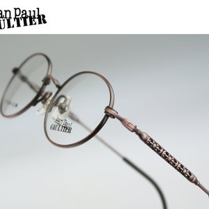 Jean Paul Gaultier 55-0022 Titanium, Vintage 90s antique silver unique designer small oval eyeglasses frames womens NOS