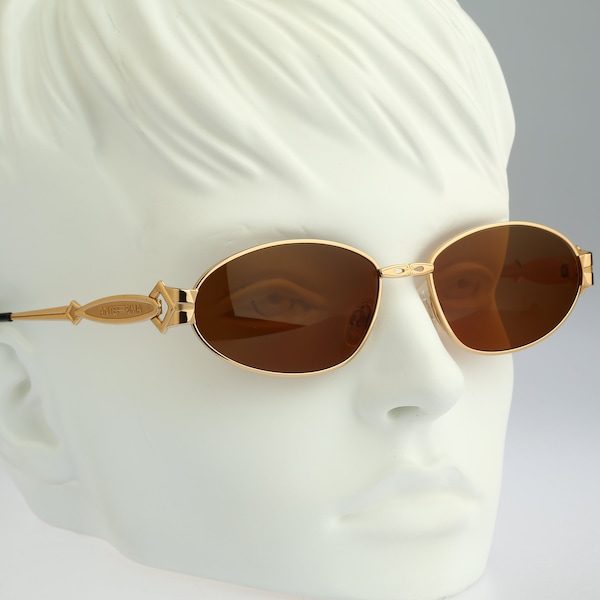 Anteprima Ambra 1, lunettes de soleil ovales dorées hip hop art déco uniques vintage des années 90, NOS