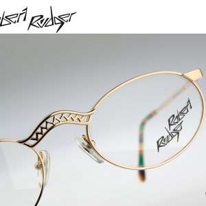 Robert Rudger 770 120-01, Vintage 90s unique victorian gold oval eyeglasses frames womens NOS