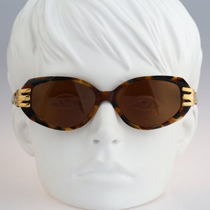 Anteprima Manu, Vintage 90s unique gold & tortoise cat eye sunglasses women, NOS