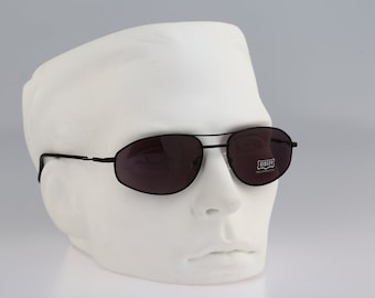 Sisley SLY 329 50S, Vintage 90s black wrap aviator sunglasses mens & women NOS
