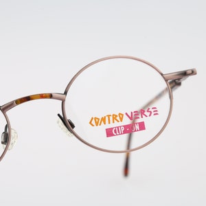 Contro Verse 3990 150 B5, Vintage 90s antique silver and tortoise unique steampunk circle round eyeglasses frames mens & womens NOS