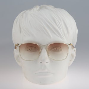Benetton Anser Live 2, Vintage 90s tinted lenses clear square sunglasses mens & women, NOS