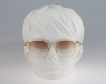 Benetton Anser Live 2, Vintage 90s tinted lenses clear square sunglasses mens & women, NOS