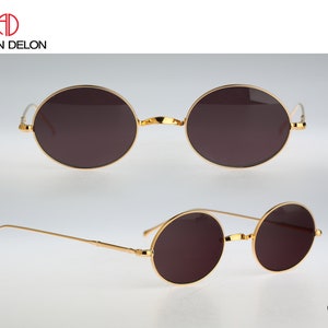 Alain Delon 3209, Vintage 90s small gold oval sunglasses mens & women / NOS