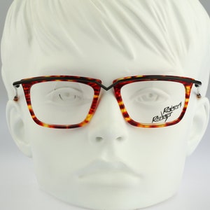 Robert Rudger 400 73, Vintage 90s black and tortoise unique square eyeglasses frames womens / NOS
