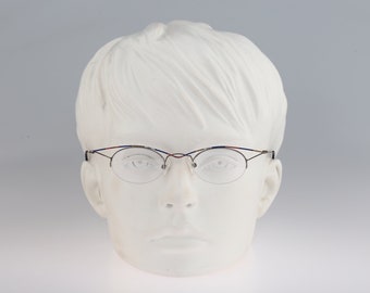 Amaretta 54Z 003, montature per occhiali ovali piccole colorate uniche vintage anni '90 da uomo e da donna NOS