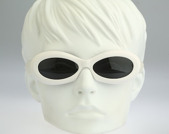 Weiße Sonnenbrille, Linea Pitti 510, Vintage 90er Jahre Unikat ovale Sonnenbrille Damen, NOS