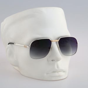 Silhouette M 7056 80 V 6003, Vintage 80s tinted lenses silver and gold oversized square sunglasses men, NOS