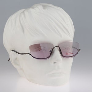 Paloma Picasso by Metzler 8661 502, Vintage 90s tinted silver mirrored pink lenses semi rimless square sunglasses sunglasses women, NOS