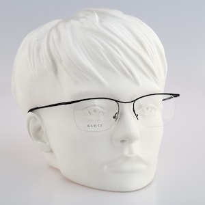 Gucci GG 1293 5CF, Vintage 90s black semi rimless square eyeglasses frames womens NOS
