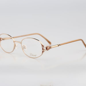 Diva 5139 76, Vintage 90s unique gold oval eyeglasses frames womens NOS