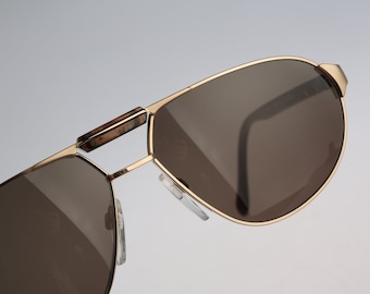 Vintage 80s oversized gold aviator sunglasses men NOS Silhouette M 8535