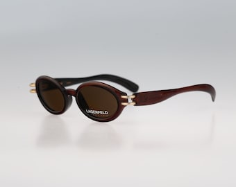 Lagerfeld 4132 23, gafas de sol ovaladas steampunk únicas marrones de los años 90 para mujer, NOS