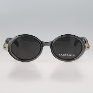 Lagerfeld 4127 10, Vintage 90s gray oval sunglasses women, NOS