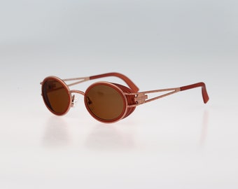 Halifax AR088 009, Vintage 90s side shields doube rim oval sunglasses mens & women / NOS