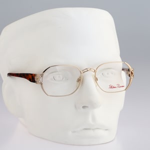 Paloma Picasso 8402 816, Vintage 90s designer gold and tortoise hexagon glasses frames mens & womens NOS