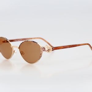 Diva 5079 72, Vintage 90s tinted lenses unique victorian tortoise & gold small cat eye sunglasses women, NOS