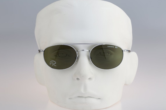 Lacoste D001, Vintage 90s tinted green lenses sil… - image 1