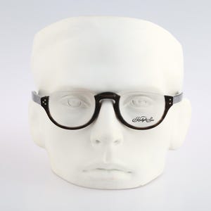 Hally & Son 1962 Lector HS 00101 Type 12, Vintage 2000s gray and brown half rim round eyeglasses frames mens and womens NOS