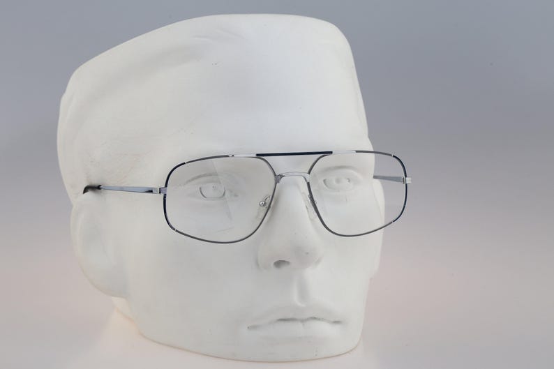 Bourgeois Halley, Vintage 80s colorful & silver square aviator eyeglasses frames mens and womens NOS image 2
