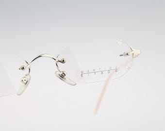 Martine Sitbon 6524 KW, Vintage 90s Japanese made silver rimless hexagon eyeglasses frames mens & womens NOS