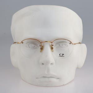 C.P. Company CP 007 SG, Vintage 90s gold semi rimless panto round eyeglasses frames mens & womens NOS