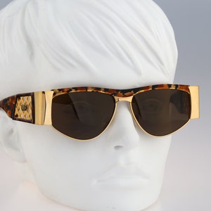 Brill Arte BA 1013 2, Vintage 90s unique gold & tortoise browline cat eye sunglasses women NOS