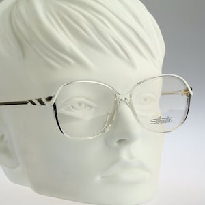 Silhouette M 1814 C 2860, Vintage 80s black and white lightweight oversized clear square eyeglasses frames womens / NOS