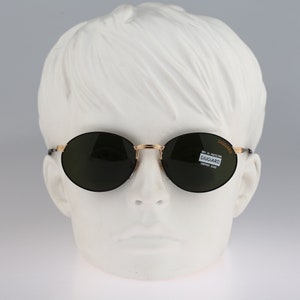 Giurgiaro 709 1047, Vintage 90s black & gold oval sunglasses mens and women, NOS