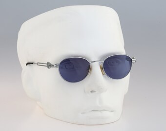 Jean Paul Gaultier 57-5102, Vintage 90s unique silver  small round steampunk sunglasses men & women NOS
