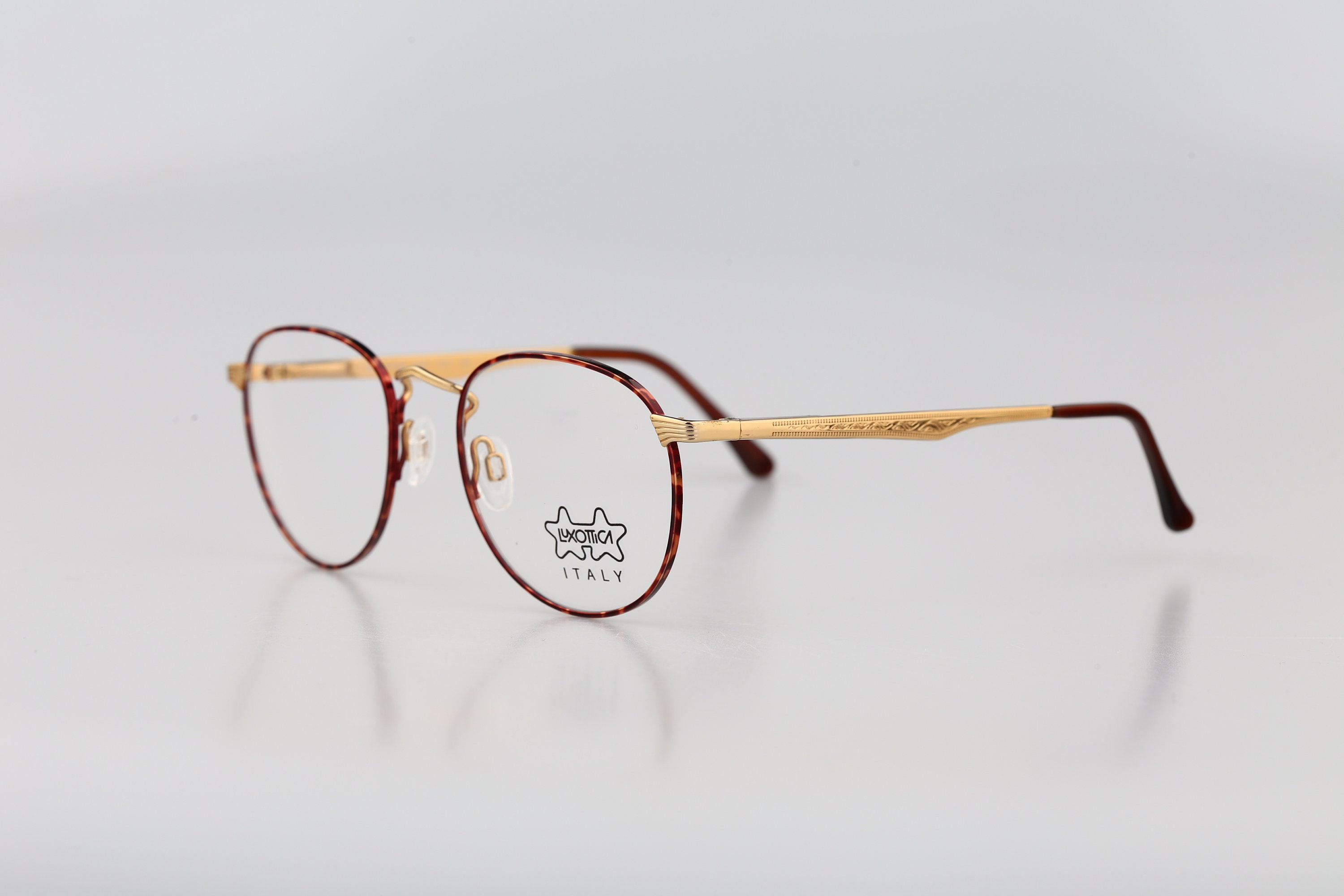 Vintage Loxuttica Women Eyeglasses Frame GOLDELETROPLATED Glasses Frame Italy Luxottica Gold Eyeglass Frames for sale | eBay main image 4